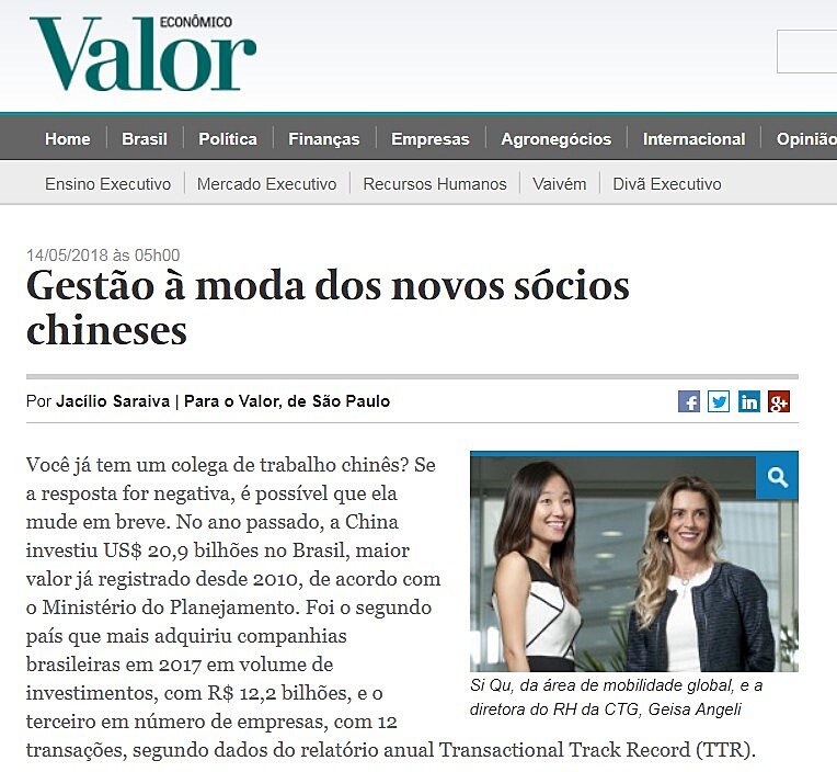 Gesto  moda dos novos scios chineses